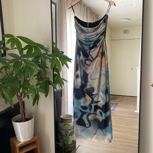 Zara NWOT Strapless midi dress with ruched top